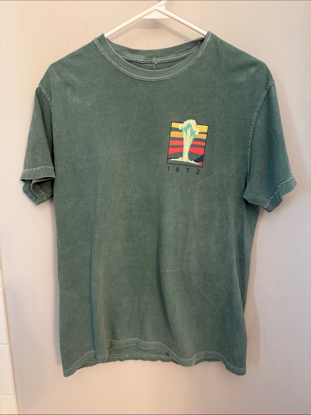 Washed Green Short Sleeve Graphic Tee with 1872 Motif